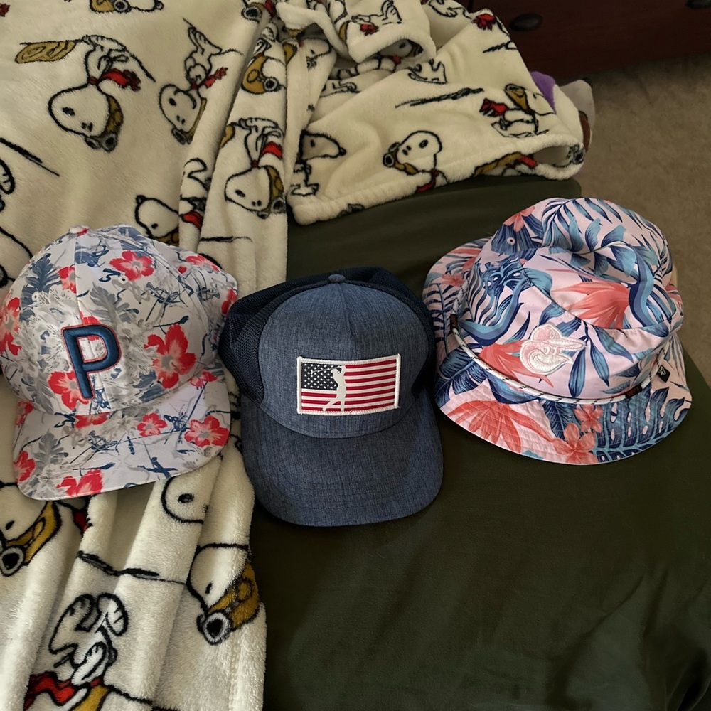2 golfing hats, PUMA and Walter Hogan… BUCKET HAT NOT INCLUDED